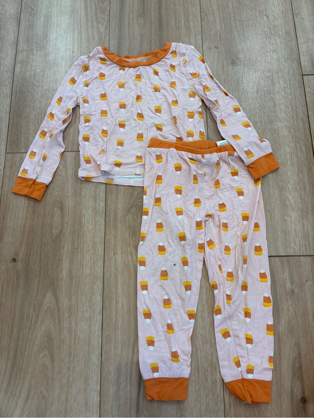 Mud Pie Pink Candy Corn Pajama Set with Orange Trim